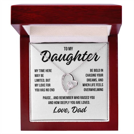 To My Daughter "Pause and Remember" Forever Love Necklace LS041