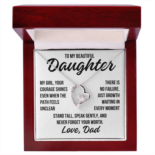 To My Beautiful Daughter "Your Courage Shines..." Forever Love Necklace LS073