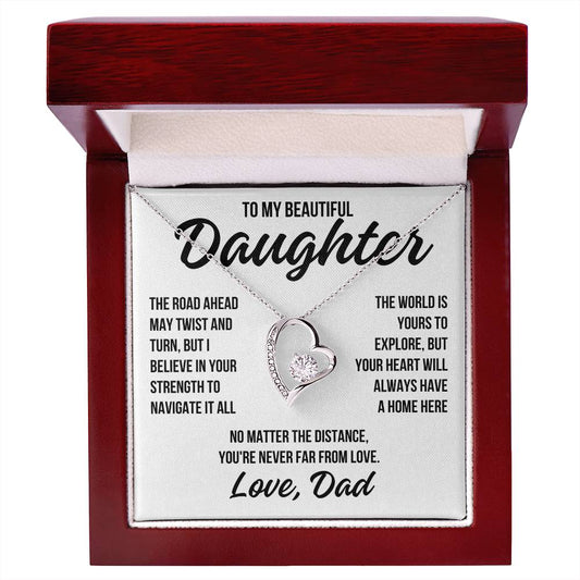 To My Beautiful Daughter "The World Is Yours" Forever Love Necklace LS053