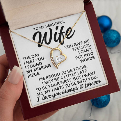To My Beautiful Wife "I Found My Missing Piece" Forever Love Necklace LS080
