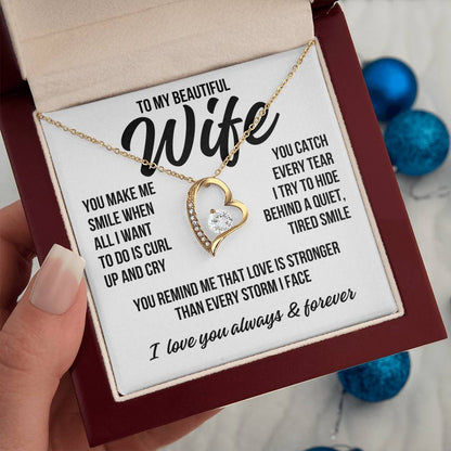 To My Beautiful Wife "You Make Me Smile..." Forever Love Necklace LS070
