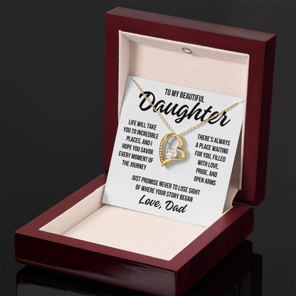 To My Beautiful Daughter "Incredible Places" Forever Love Necklace LS049