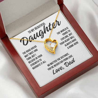 To My Beautiful Daughter "The World Is Yours" Forever Love Necklace LS053