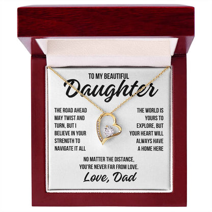 To My Beautiful Daughter "The World Is Yours" Forever Love Necklace LS053