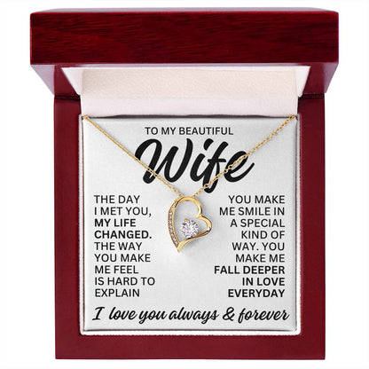 To My Beautiful Wife "The Day I Met You" Forever Love Necklace LS082