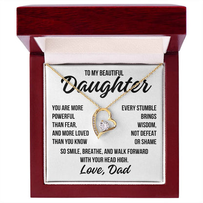 To My Beautiful Daughter "You Are More Powerful..." Forever Love Necklace LS069