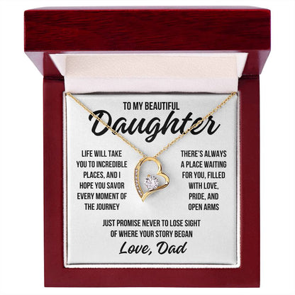 To My Beautiful Daughter "Incredible Places" Forever Love Necklace LS049