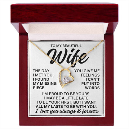 To My Beautiful Wife "I Found My Missing Piece" Forever Love Necklace LS080