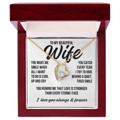 To My Beautiful Wife "You Make Me Smile..." Forever Love Necklace LS070