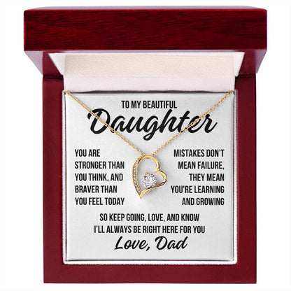 To My Beautiful Daughter "You Are Stronger..." Forever Love Necklace LS061