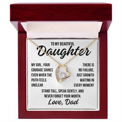 To My Beautiful Daughter "Your Courage Shines..." Forever Love Necklace LS073