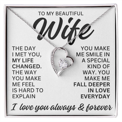 To My Beautiful Wife "The Day I Met You" Forever Love Necklace LS082