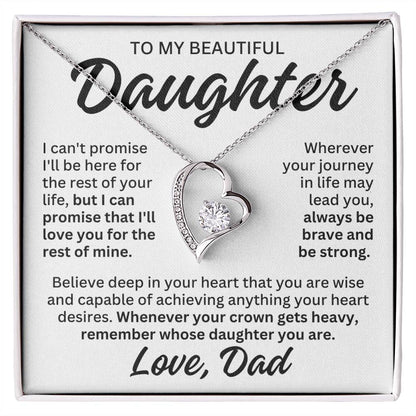 To My Beautiful Daughter "Rest of Mine" Forever Love Necklace LS084
