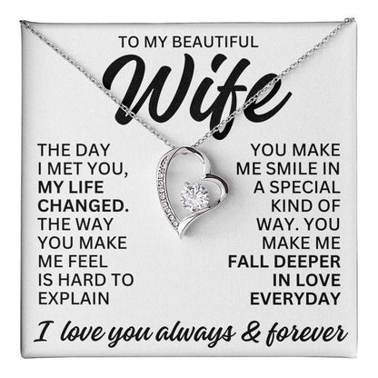 To My Beautiful Wife "The Day I Met You" Forever Love Necklace LS082