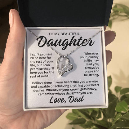 To My Beautiful Daughter "Rest of Mine" Forever Love Necklace LS084