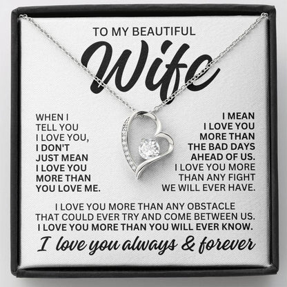 To My Beautiful Wife "When I Tell You" Forever Love Necklace LS083