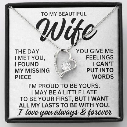 To My Beautiful Wife "I Found My Missing Piece" Forever Love Necklace LS080