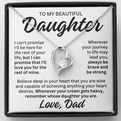 To My Beautiful Daughter "Rest of Mine" Forever Love Necklace LS084