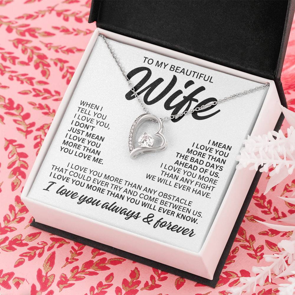 To My Beautiful Wife "When I Tell You" Forever Love Necklace LS083