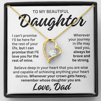 To My Beautiful Daughter "Rest of Mine" Forever Love Necklace LS084